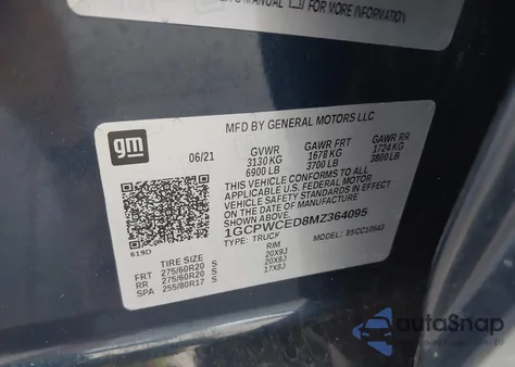 2021 Chevrolet Silverado 1500 2Wd Short Bed Lt z USA, uszkodzony, nr VIN 1GCPWCED8MZ364095